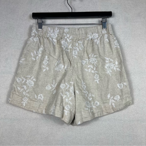 Abercrombie & Fitch Linen Blend Embroidered Pull On Shorts MEDIUM - Picture 6 of 16